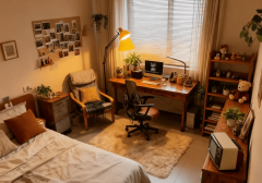 <b>每间都是“白墙+水泥地”的极简配</b>